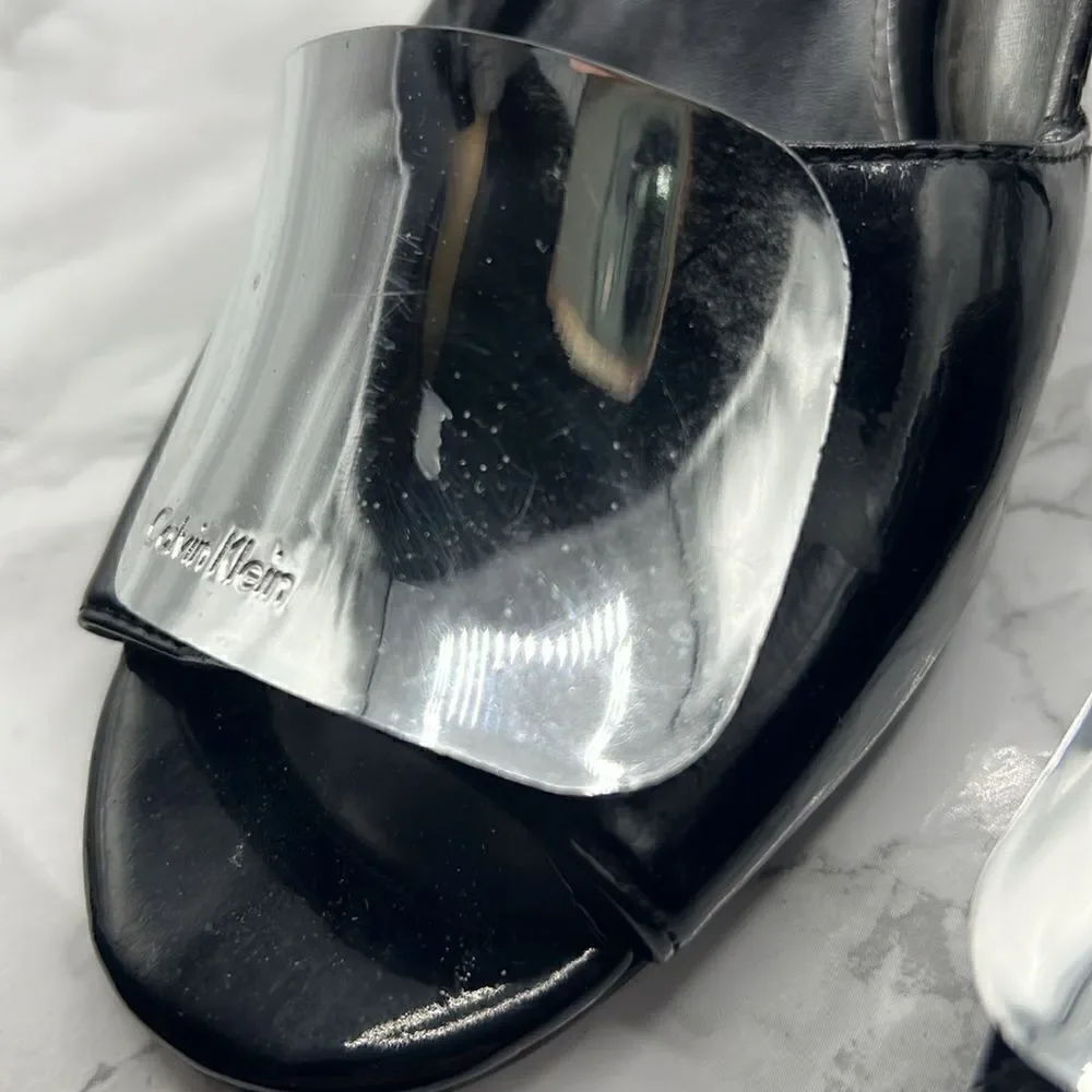 CALVIN KLEIN “Maeve” Black Patent Peep Toe Pump-7M